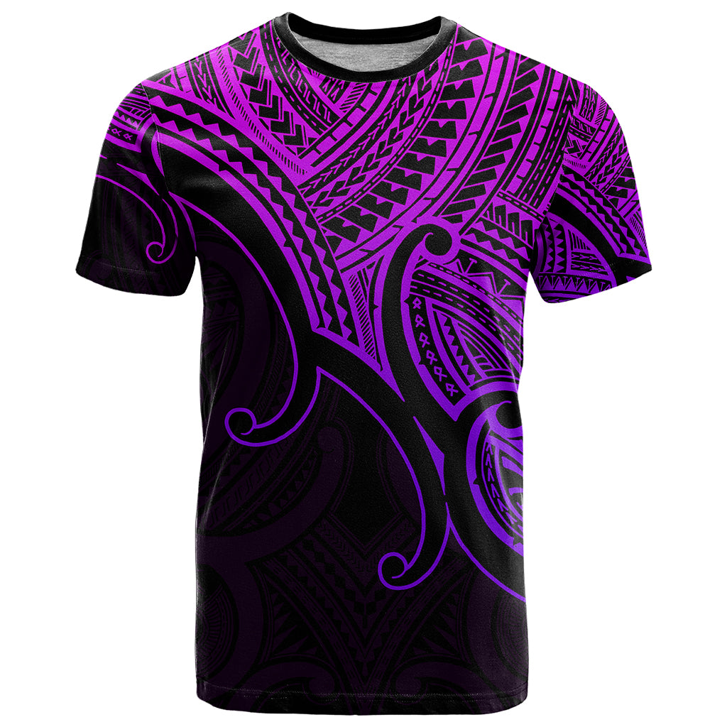 Custom Aotearoa Maori Koru T Shirt Polynesian Pacific Tribal - Purple LT9 - Vibe Hoodie Shop