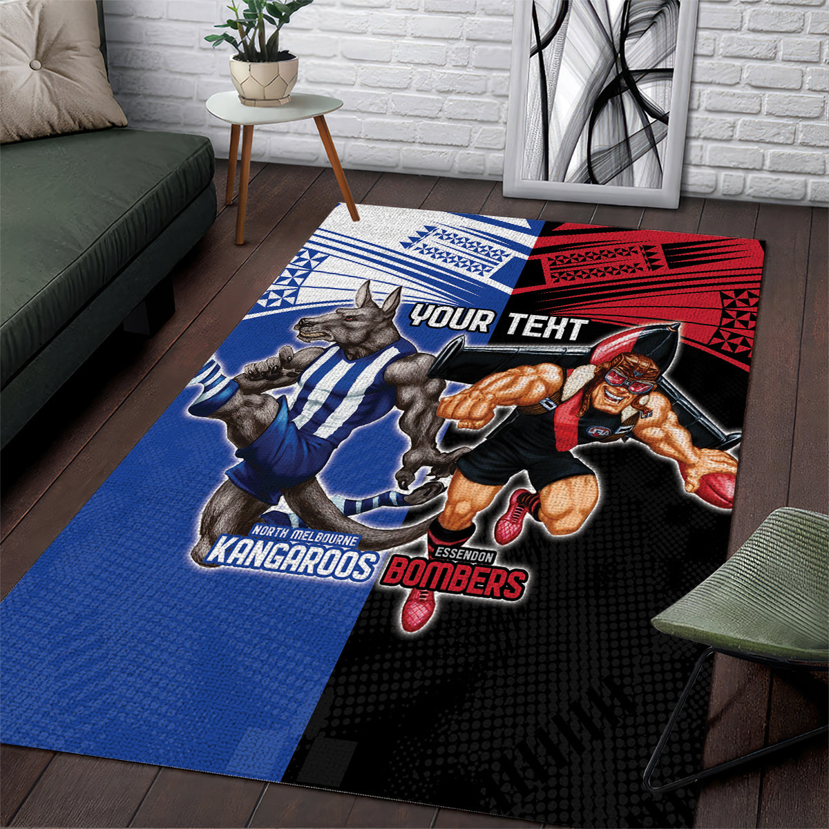 Custom Kangaroos and Bombers Area Rug Together Sporty Style - Vibe Hoodie Shop