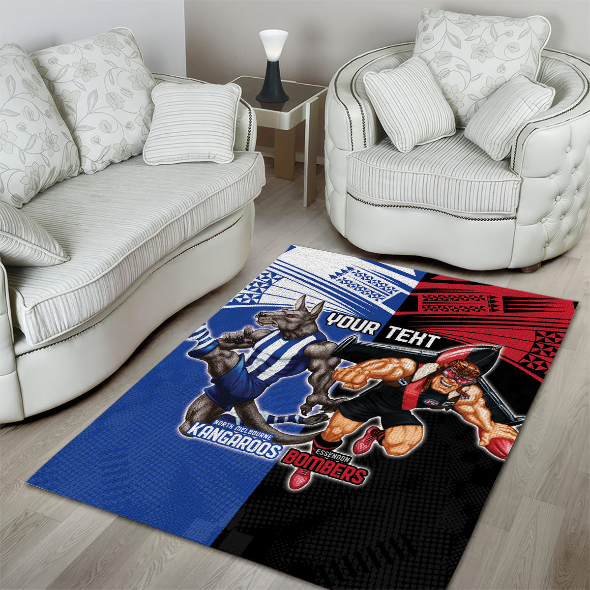 Custom Kangaroos and Bombers Area Rug Together Sporty Style - Vibe Hoodie Shop