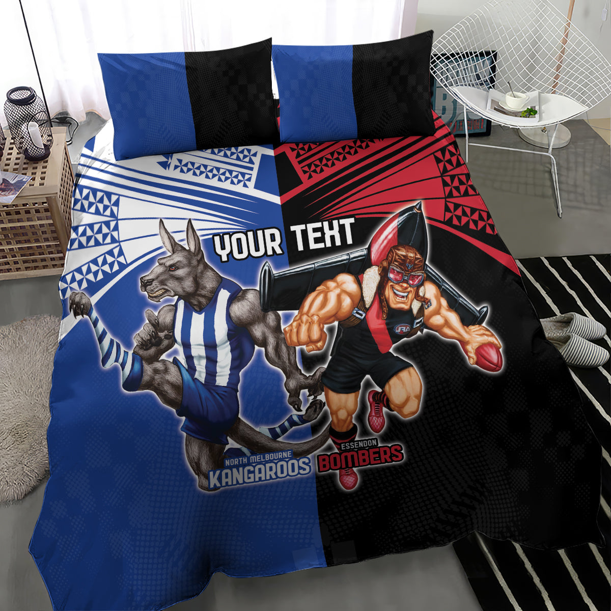 Custom Kangaroos and Bombers Bedding Set Together Sporty Style - Vibe Hoodie Shop