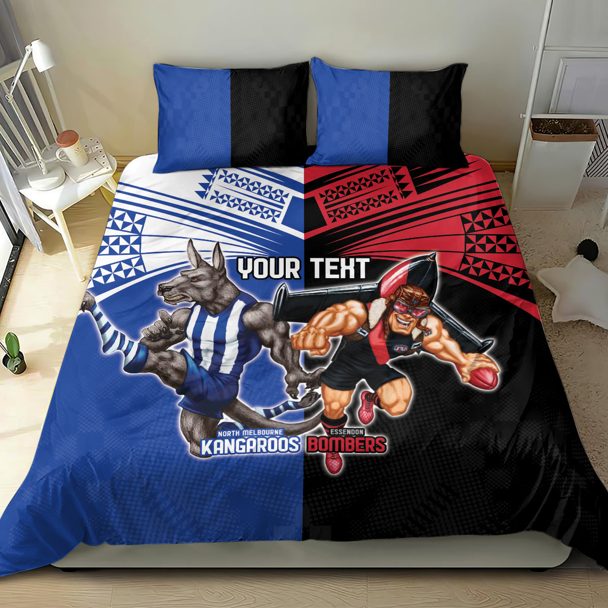 Custom Kangaroos and Bombers Bedding Set Together Sporty Style - Vibe Hoodie Shop