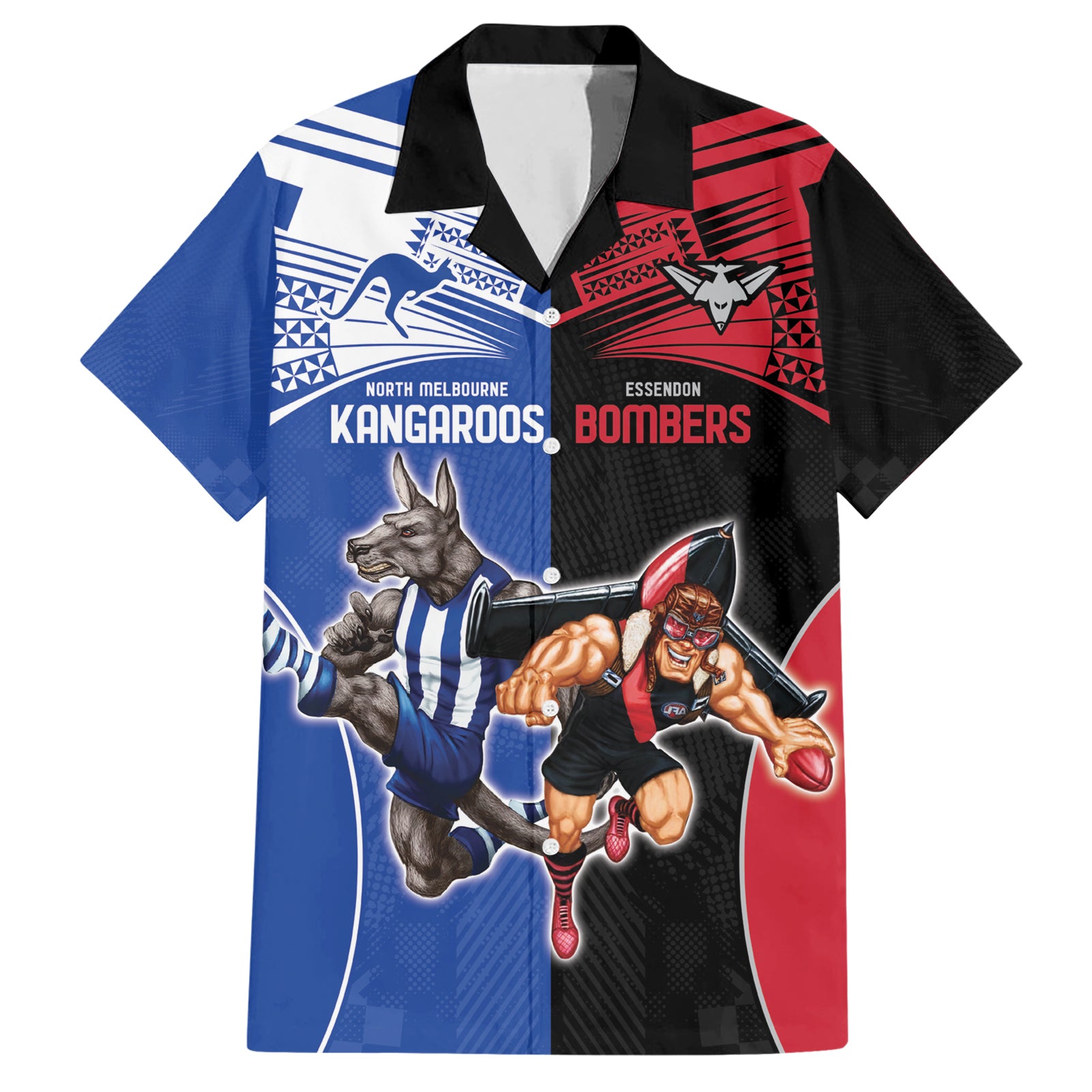 Custom Kangaroos and Bombers Hawaiian Shirt Together Sporty Style - Vibe Hoodie Shop