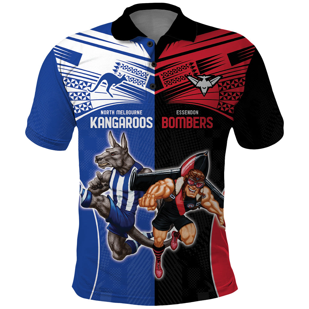 Custom Kangaroos and Bombers Polo Shirt Together Sporty Style LT9 - Vibe Hoodie Shop