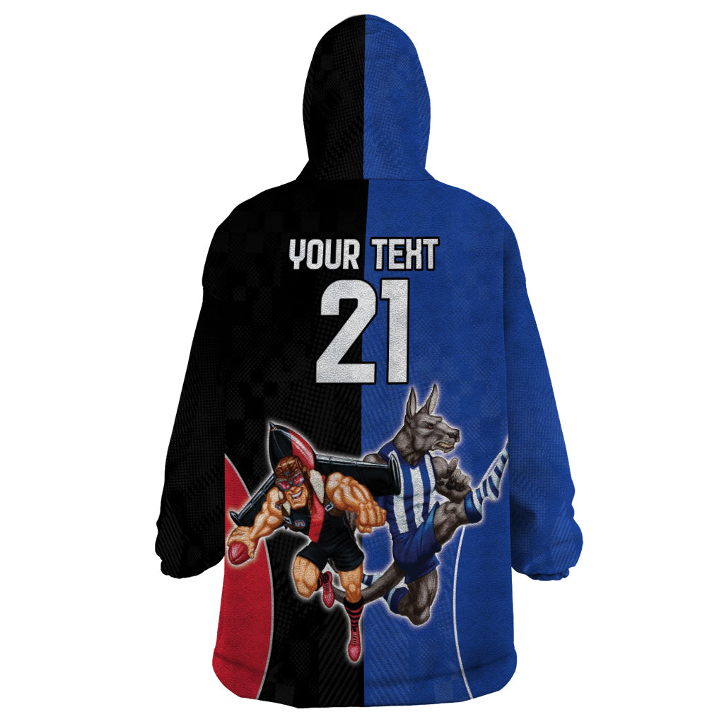 Custom Kangaroos and Bombers Wearable Blanket Hoodie Together Sporty Style - Vibe Hoodie Shop