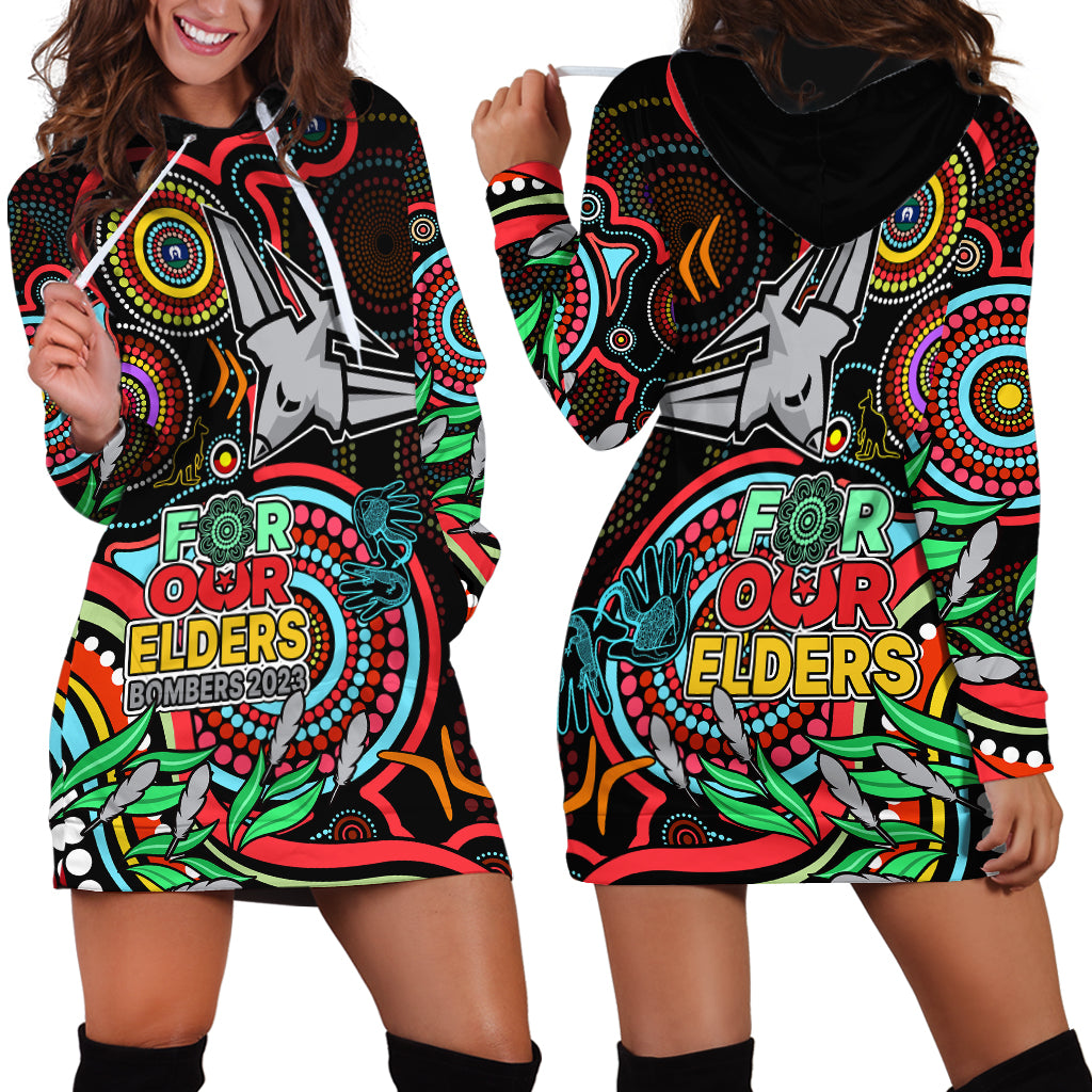 Bombers Football Aboriginal Art Hoodie Dress NAIDOC Indigenous Tribal - Vibe Hoodie Shop