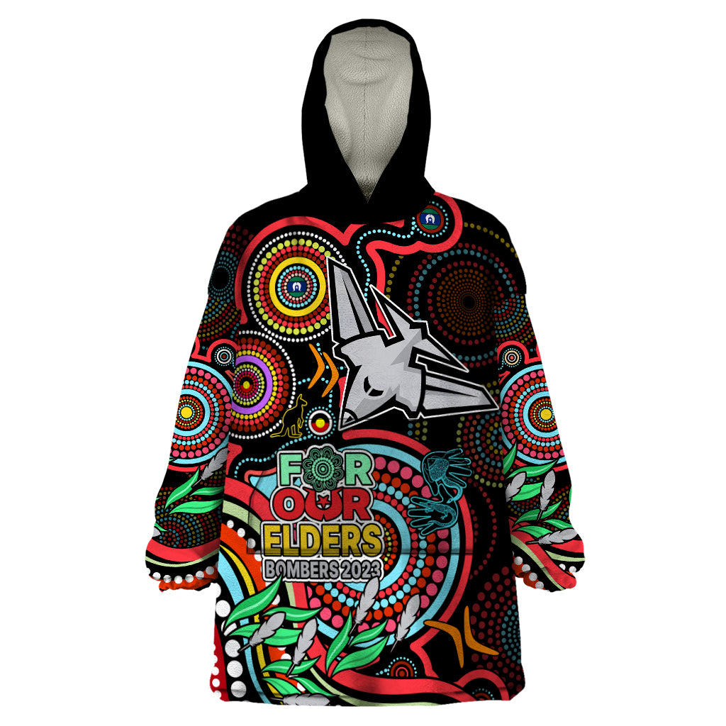 Bombers Football Aboriginal Art Wearable Blanket Hoodie NAIDOC Indigenous Tribal - Vibe Hoodie Shop