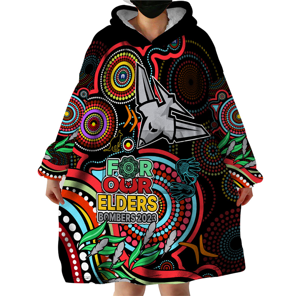 Bombers Football Aboriginal Art Wearable Blanket Hoodie NAIDOC Indigenous Tribal - Vibe Hoodie Shop