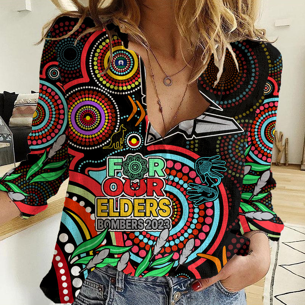 Bombers Football Aboriginal Art Women Casual Shirt NAIDOC Indigenous Tribal - Vibe Hoodie Shop