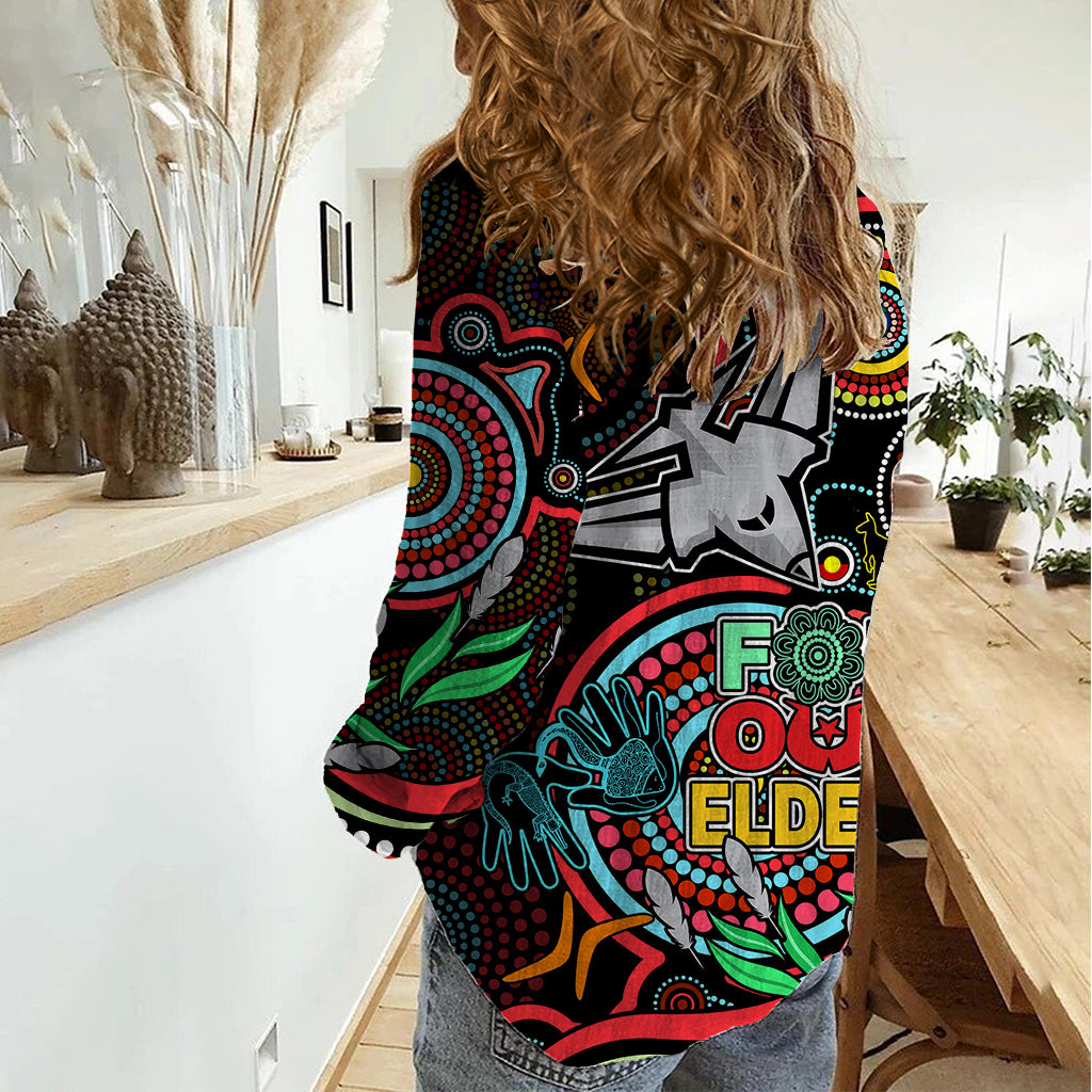 Bombers Football Aboriginal Art Women Casual Shirt NAIDOC Indigenous Tribal - Vibe Hoodie Shop