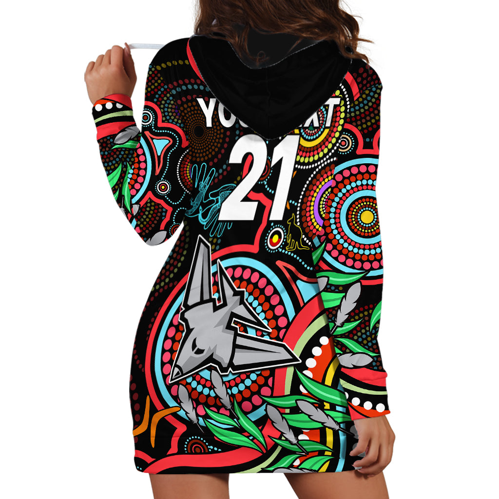 Custom Bombers Football Aboriginal Art Hoodie Dress NAIDOC Indigenous Tribal - Vibe Hoodie Shop