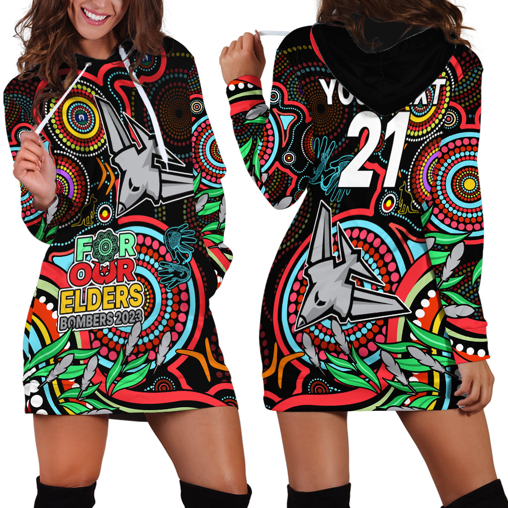 Custom Bombers Football Aboriginal Art Hoodie Dress NAIDOC Indigenous Tribal - Vibe Hoodie Shop