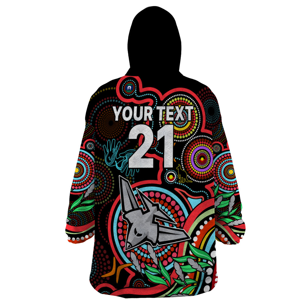 Custom Bombers Football Aboriginal Art Wearable Blanket Hoodie NAIDOC Indigenous Tribal - Vibe Hoodie Shop