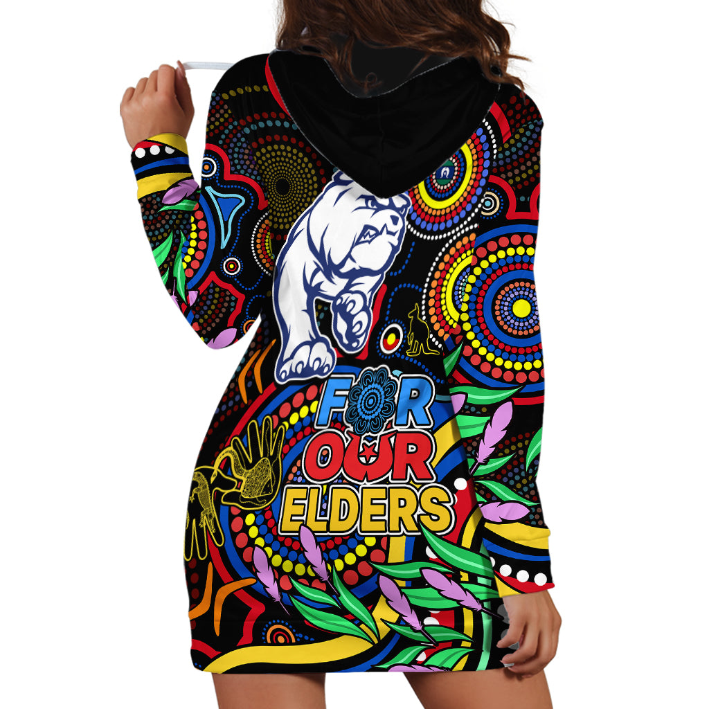 Bulldogs Football Aboriginal Art Hoodie Dress NAIDOC Indigenous Tribal - Vibe Hoodie Shop