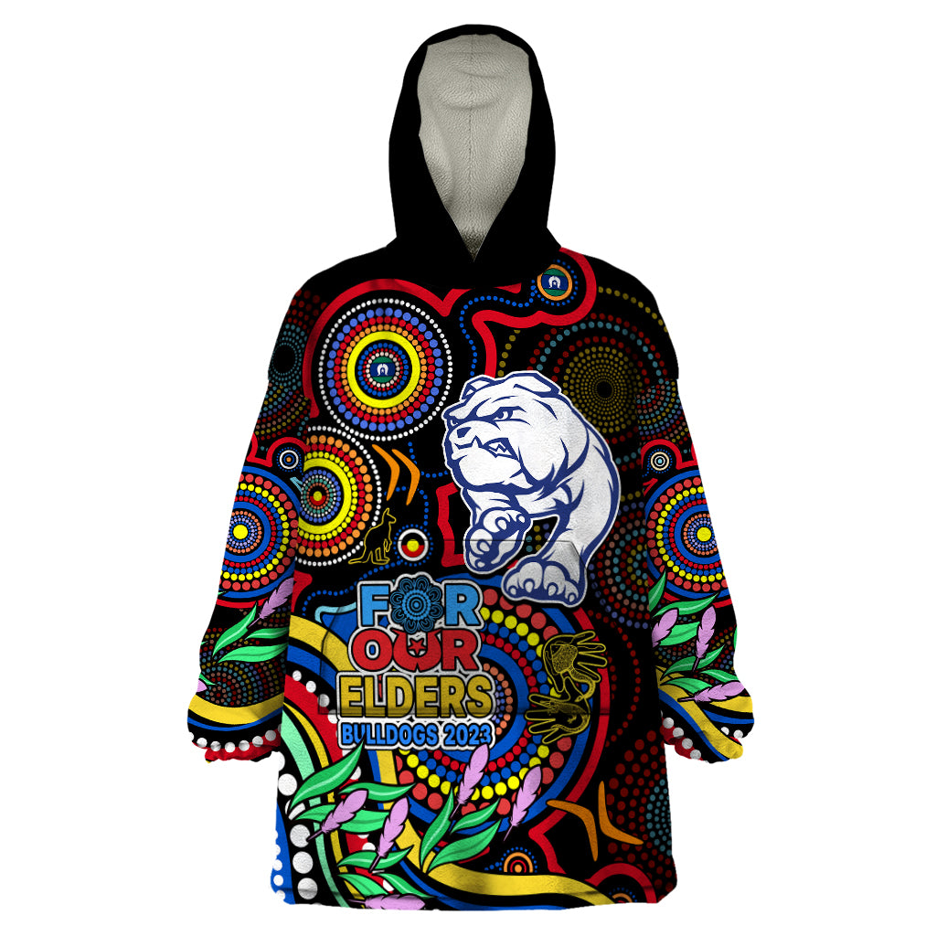 Bulldogs Football Aboriginal Art Wearable Blanket Hoodie NAIDOC Indigenous Tribal - Vibe Hoodie Shop