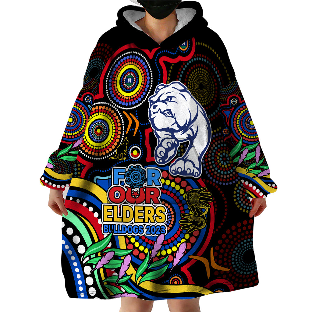 Bulldogs Football Aboriginal Art Wearable Blanket Hoodie NAIDOC Indigenous Tribal - Vibe Hoodie Shop