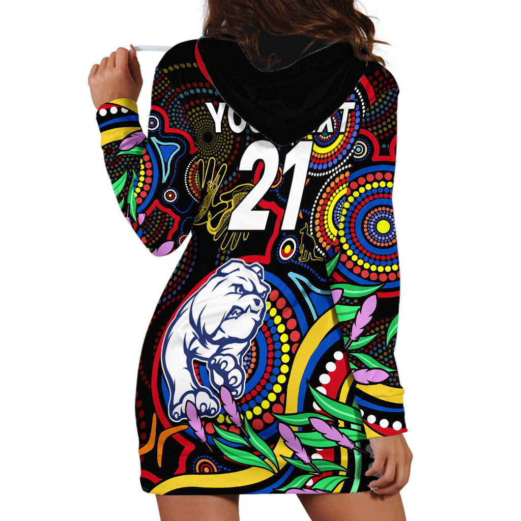 Custom Bulldogs Football Aboriginal Art Hoodie Dress NAIDOC Indigenous Tribal - Vibe Hoodie Shop