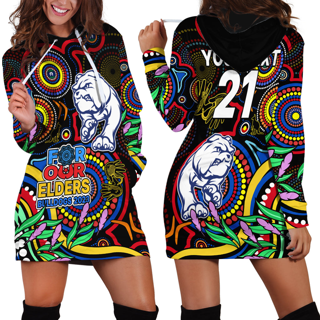 Custom Bulldogs Football Aboriginal Art Hoodie Dress NAIDOC Indigenous Tribal - Vibe Hoodie Shop