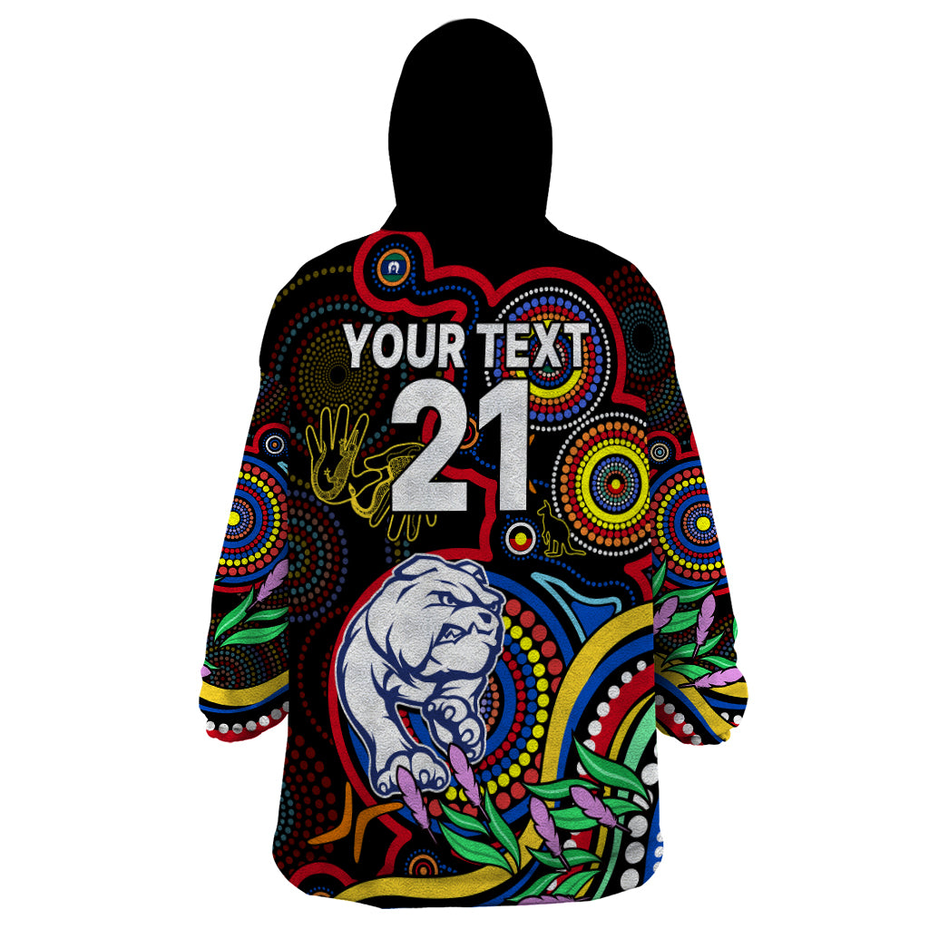 Custom Bulldogs Football Aboriginal Art Wearable Blanket Hoodie NAIDOC Indigenous Tribal - Vibe Hoodie Shop