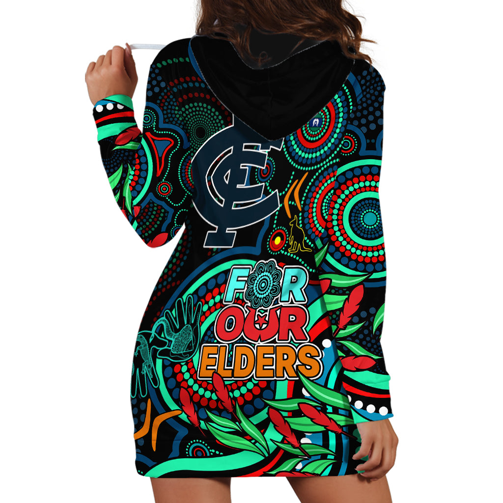 Carlton Blues Football Aboriginal Art Hoodie Dress NAIDOC Indigenous Tribal - Vibe Hoodie Shop