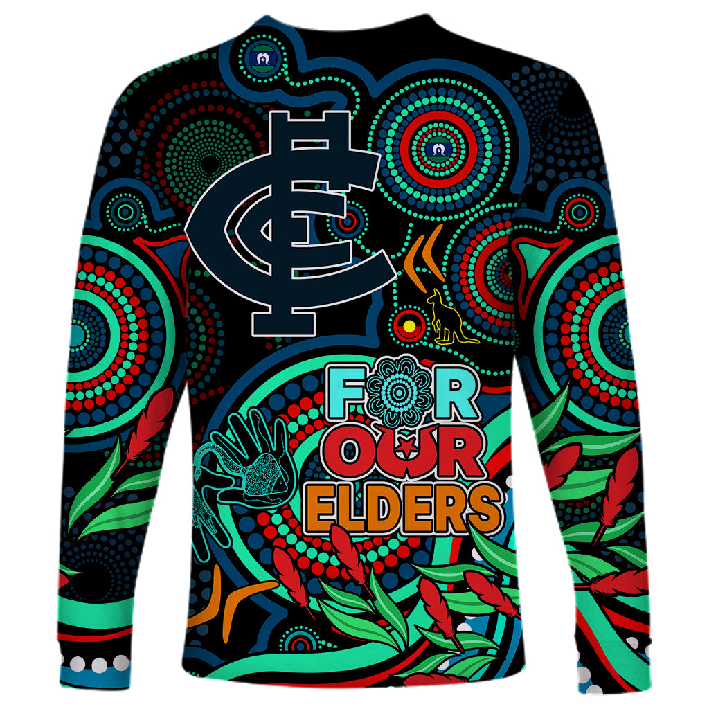 Carlton Blues Football Aboriginal Art Long Sleeve Shirt NAIDOC Indigenous Tribal - Vibe Hoodie Shop