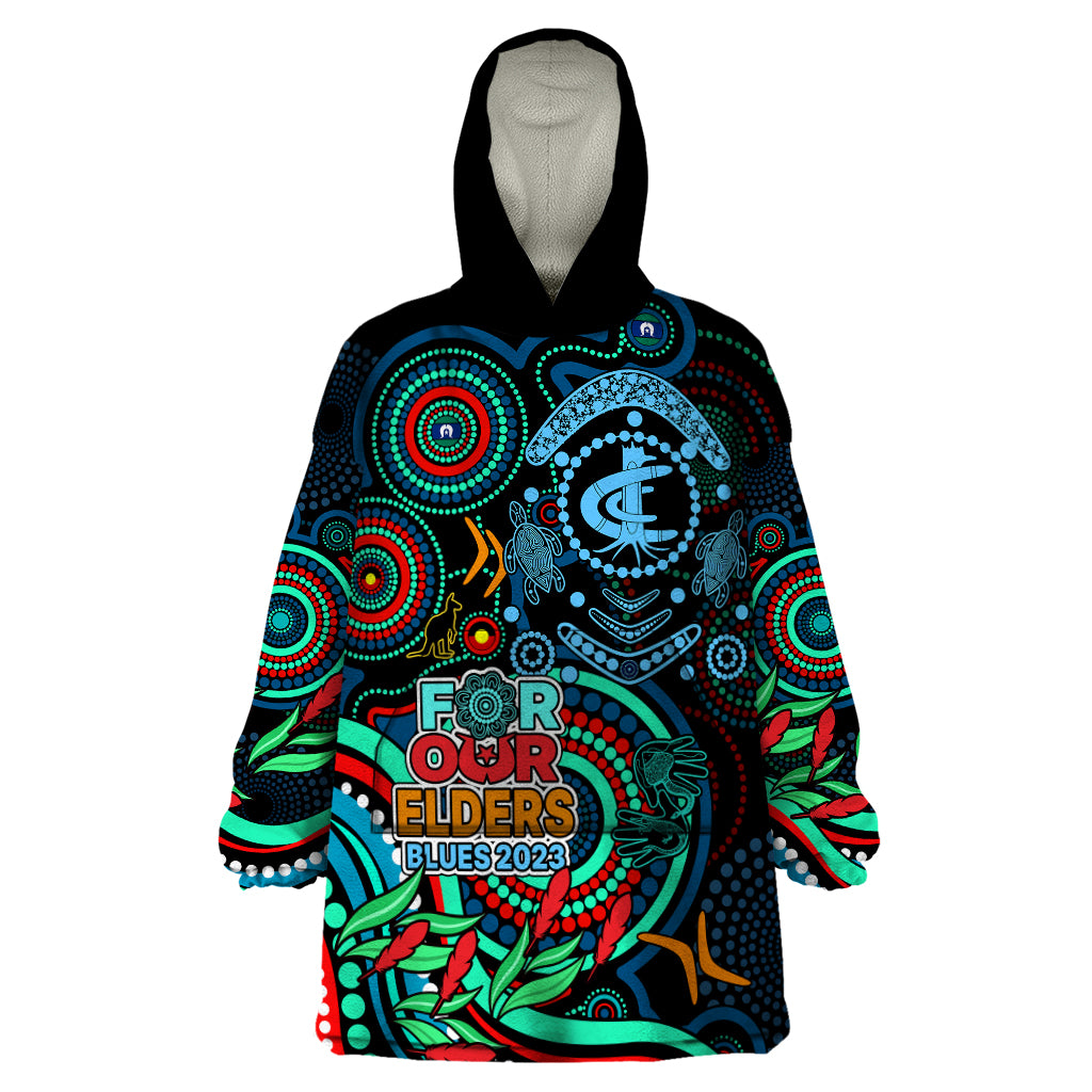 Carlton Blues Football Aboriginal Art Wearable Blanket Hoodie NAIDOC Indigenous Tribal - Vibe Hoodie Shop