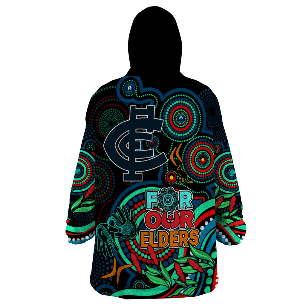 Carlton Blues Football Aboriginal Art Wearable Blanket Hoodie NAIDOC Indigenous Tribal - Vibe Hoodie Shop