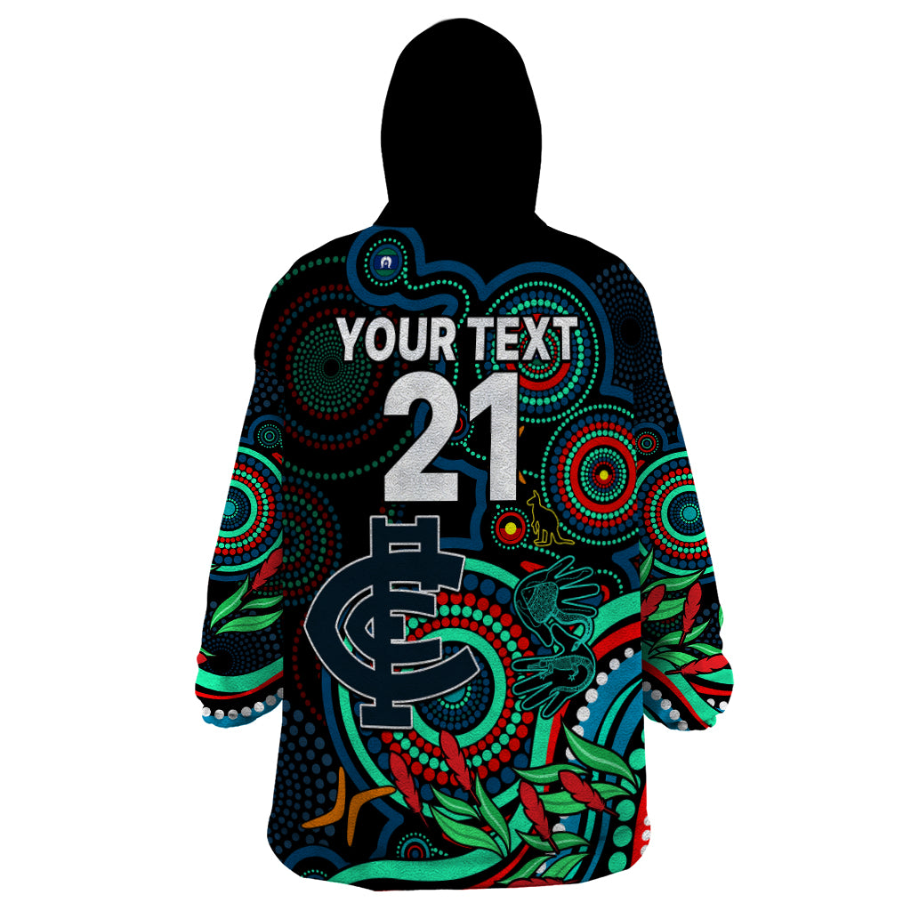 Custom Carlton Blues Football Aboriginal Art Wearable Blanket Hoodie NAIDOC Indigenous Tribal - Vibe Hoodie Shop