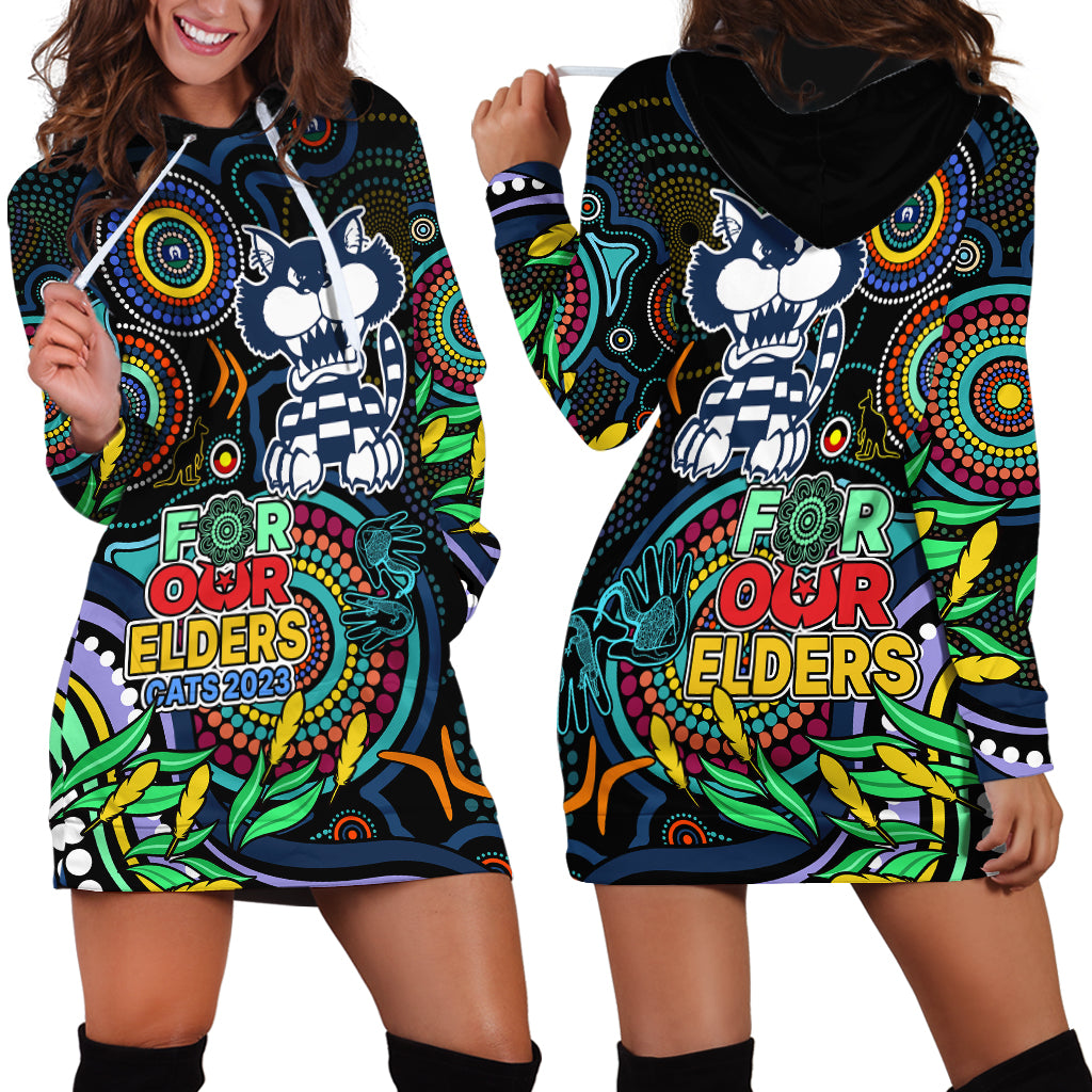 Cats Football Aboriginal Art Hoodie Dress NAIDOC Indigenous Tribal - Vibe Hoodie Shop