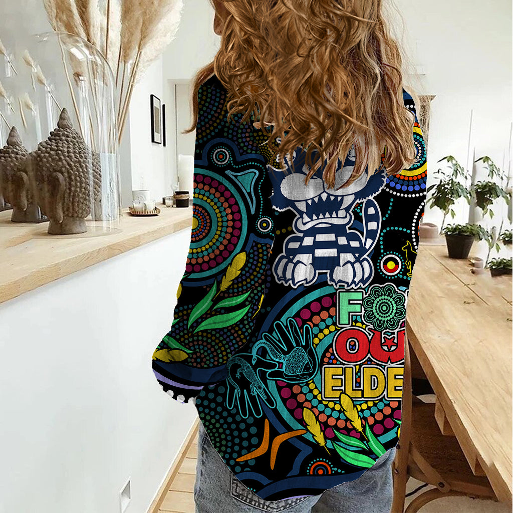 Cats Football Aboriginal Art Women Casual Shirt NAIDOC Indigenous Tribal - Vibe Hoodie Shop