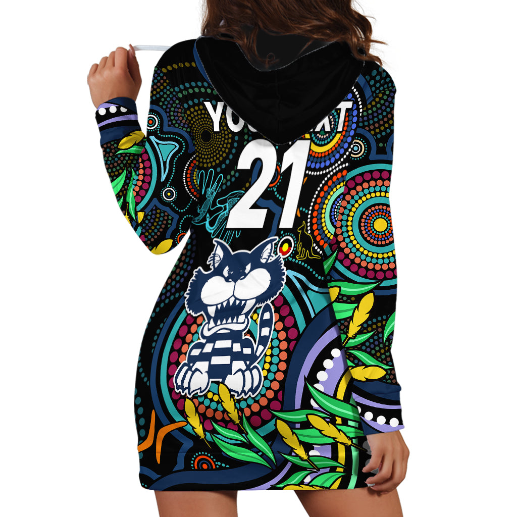 Custom Cats Football Aboriginal Art Hoodie Dress NAIDOC Indigenous Tribal - Vibe Hoodie Shop