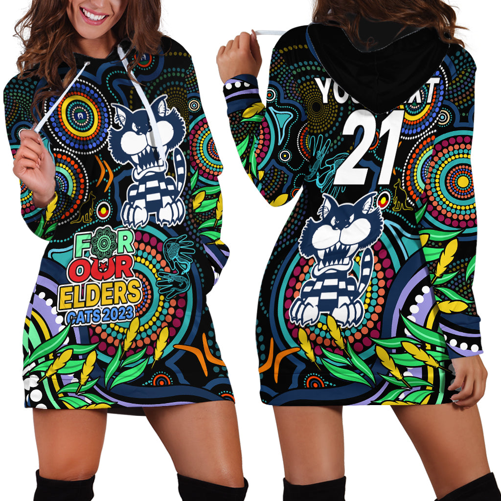 Custom Cats Football Aboriginal Art Hoodie Dress NAIDOC Indigenous Tribal - Vibe Hoodie Shop