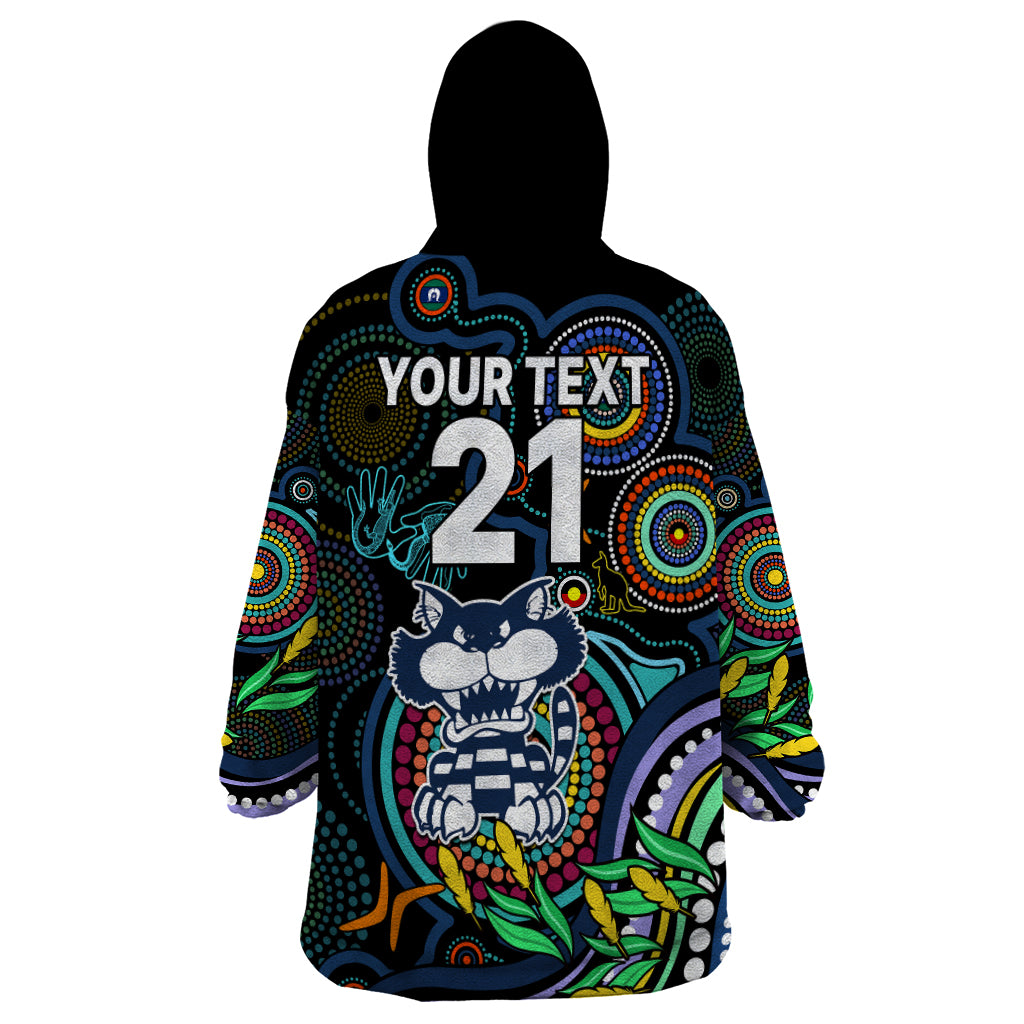 Custom Cats Football Aboriginal Art Wearable Blanket Hoodie NAIDOC Indigenous Tribal - Vibe Hoodie Shop