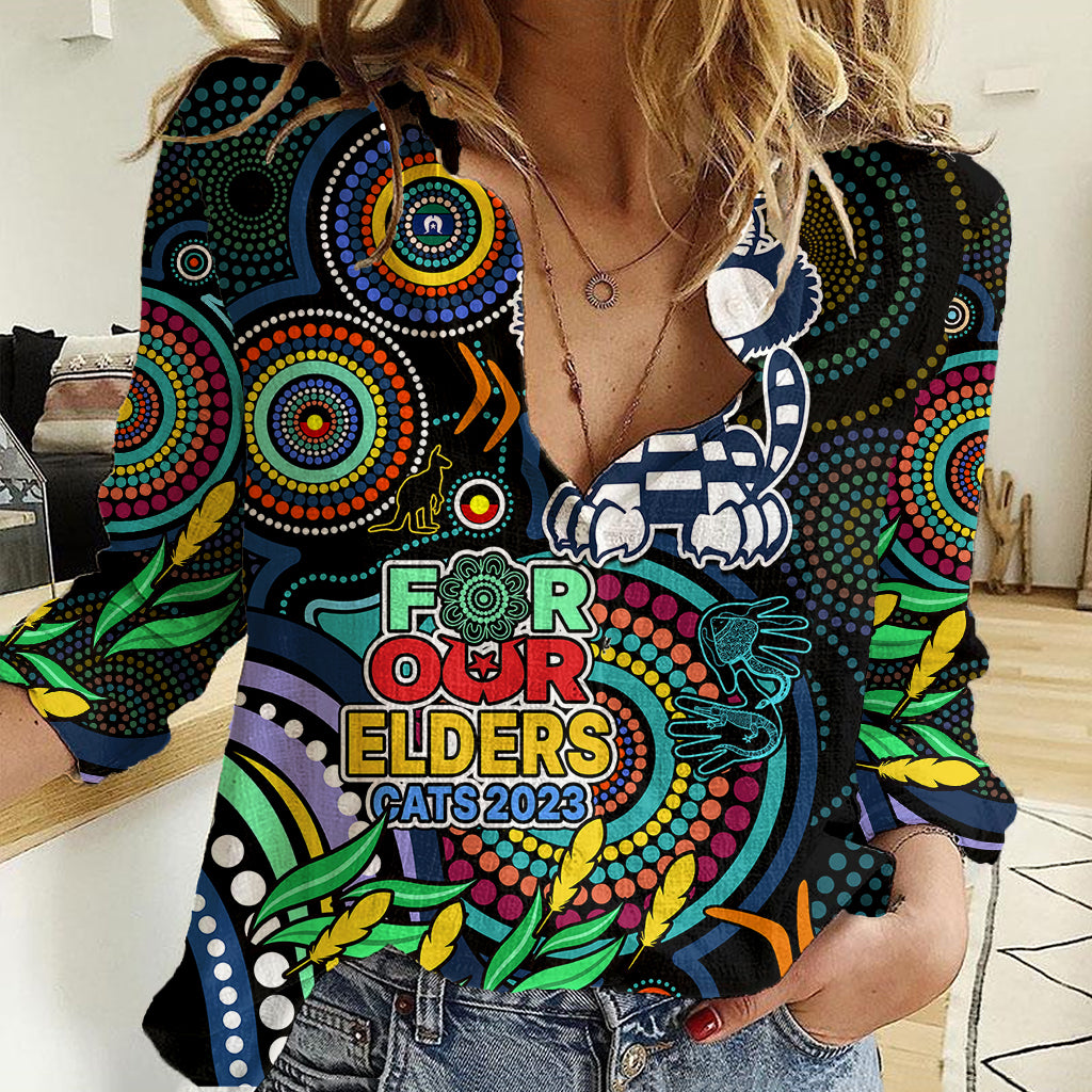 Custom Cats Football Aboriginal Art Women Casual Shirt NAIDOC Indigenous Tribal - Vibe Hoodie Shop