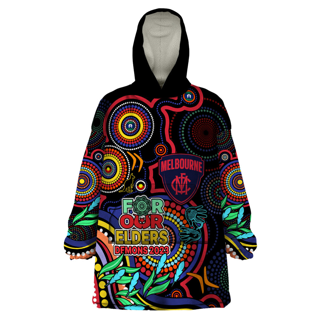 Demons Football Aboriginal Art Wearable Blanket Hoodie NAIDOC Indigenous Tribal - Vibe Hoodie Shop