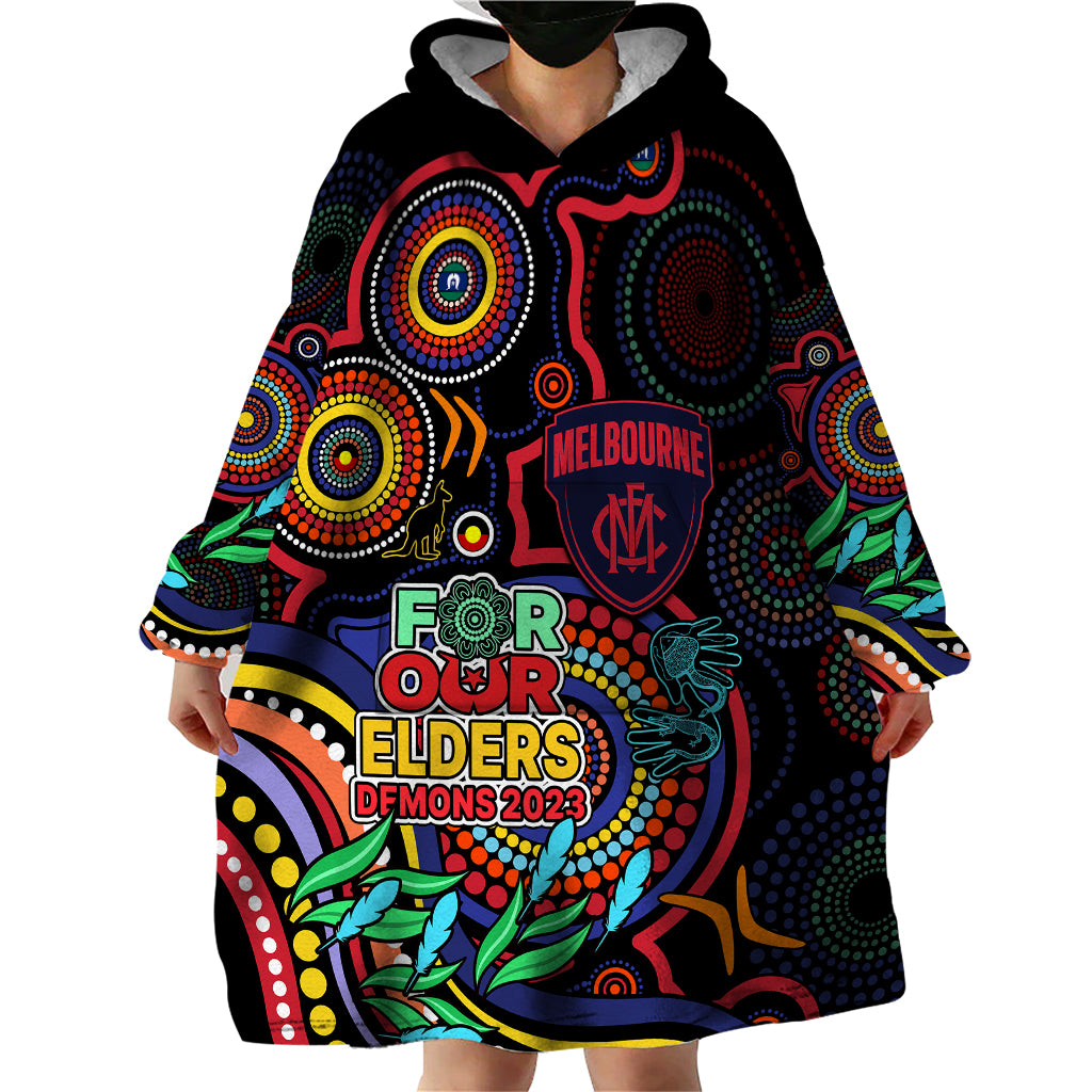 Demons Football Aboriginal Art Wearable Blanket Hoodie NAIDOC Indigenous Tribal - Vibe Hoodie Shop