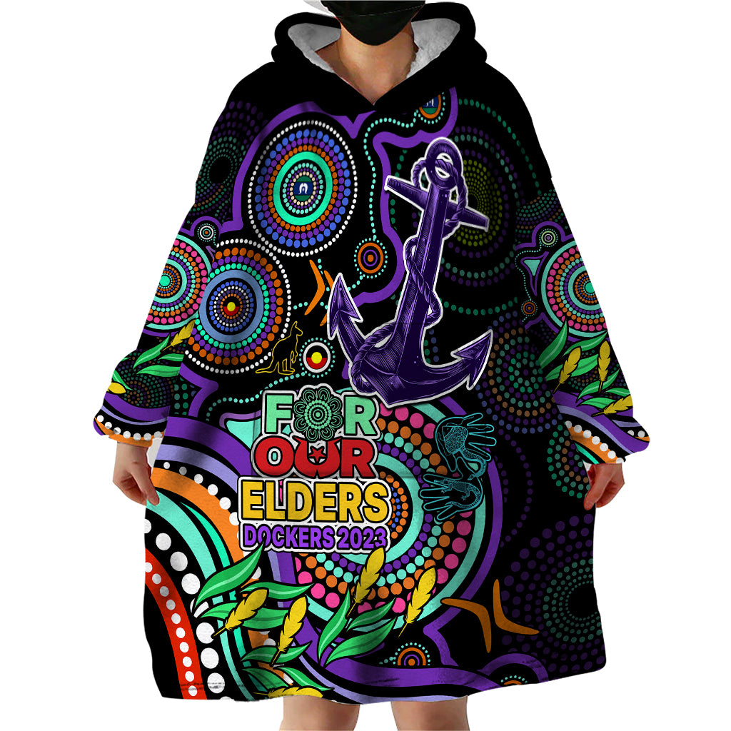 Dockers Football Aboriginal Art Wearable Blanket Hoodie NAIDOC Indigenous Tribal - Vibe Hoodie Shop