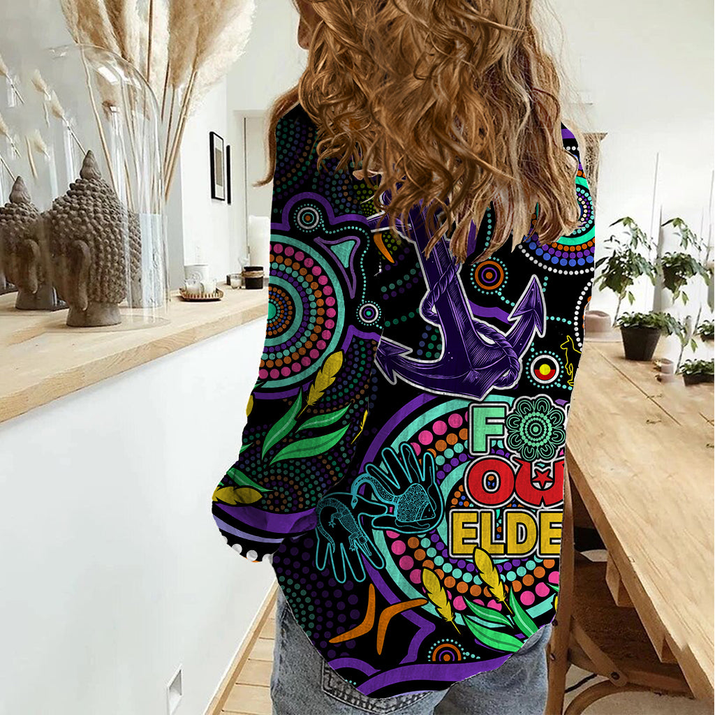 Dockers Football Aboriginal Art Women Casual Shirt NAIDOC Indigenous Tribal - Vibe Hoodie Shop