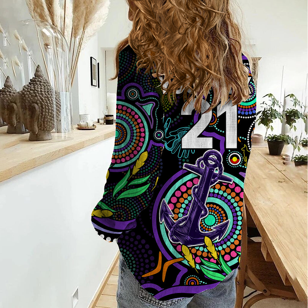 Custom Dockers Football Aboriginal Art Women Casual Shirt NAIDOC Indigenous Tribal - Vibe Hoodie Shop