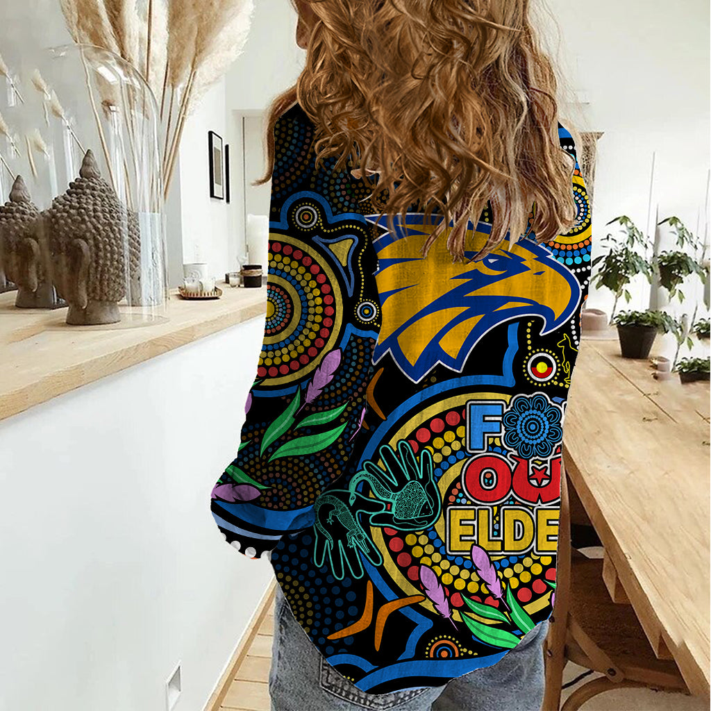 Eagles Football Aboriginal Art Women Casual Shirt NAIDOC Indigenous Tribal - Vibe Hoodie Shop