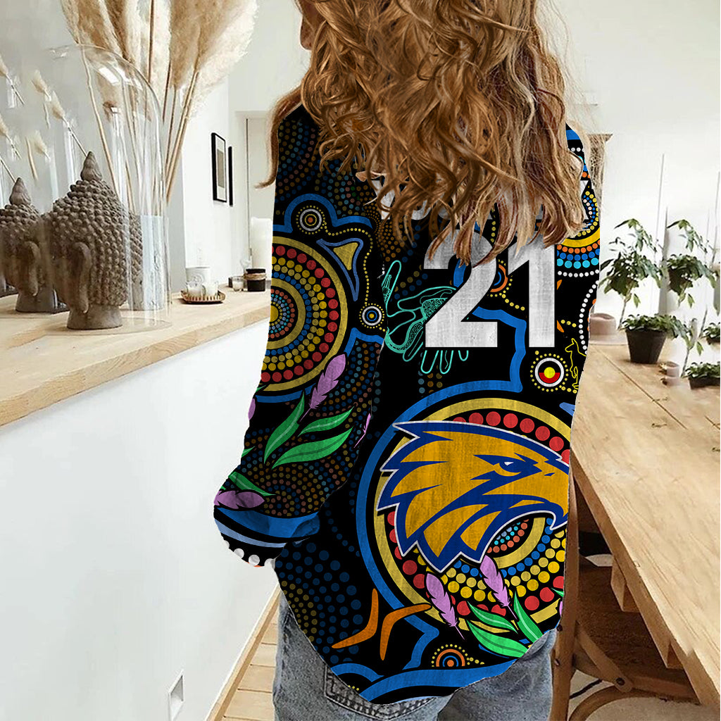 Custom Eagles Football Aboriginal Art Women Casual Shirt NAIDOC Indigenous Tribal - Vibe Hoodie Shop