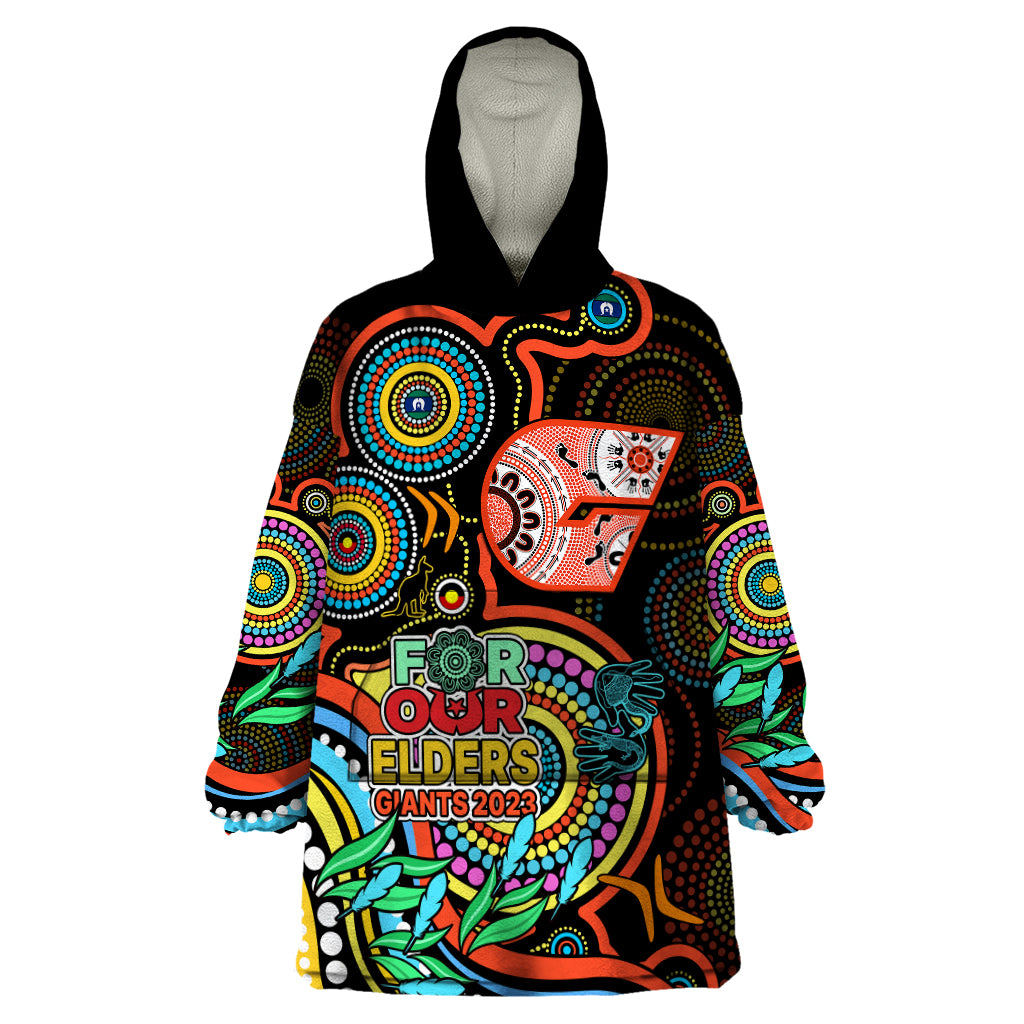 Giants Football Aboriginal Art Wearable Blanket Hoodie NAIDOC Indigenous Tribal - Vibe Hoodie Shop