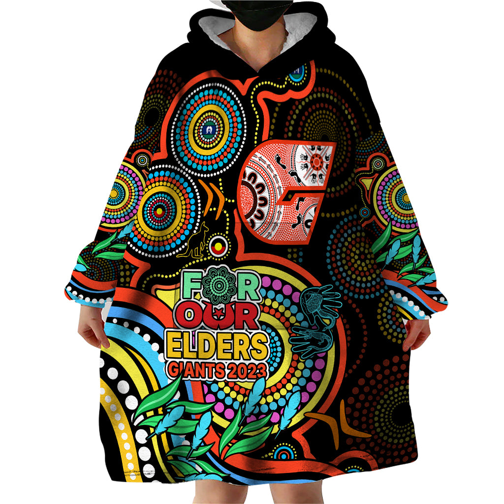 Giants Football Aboriginal Art Wearable Blanket Hoodie NAIDOC Indigenous Tribal - Vibe Hoodie Shop