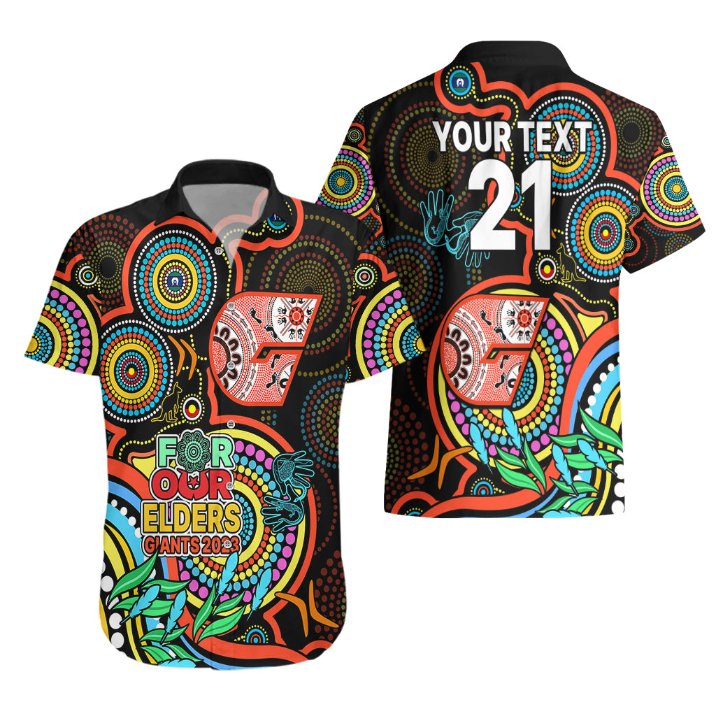 Custom Giants Football Aboriginal Art Hawaiian Shirt NAIDOC Indigenous Tribal - Vibe Hoodie Shop