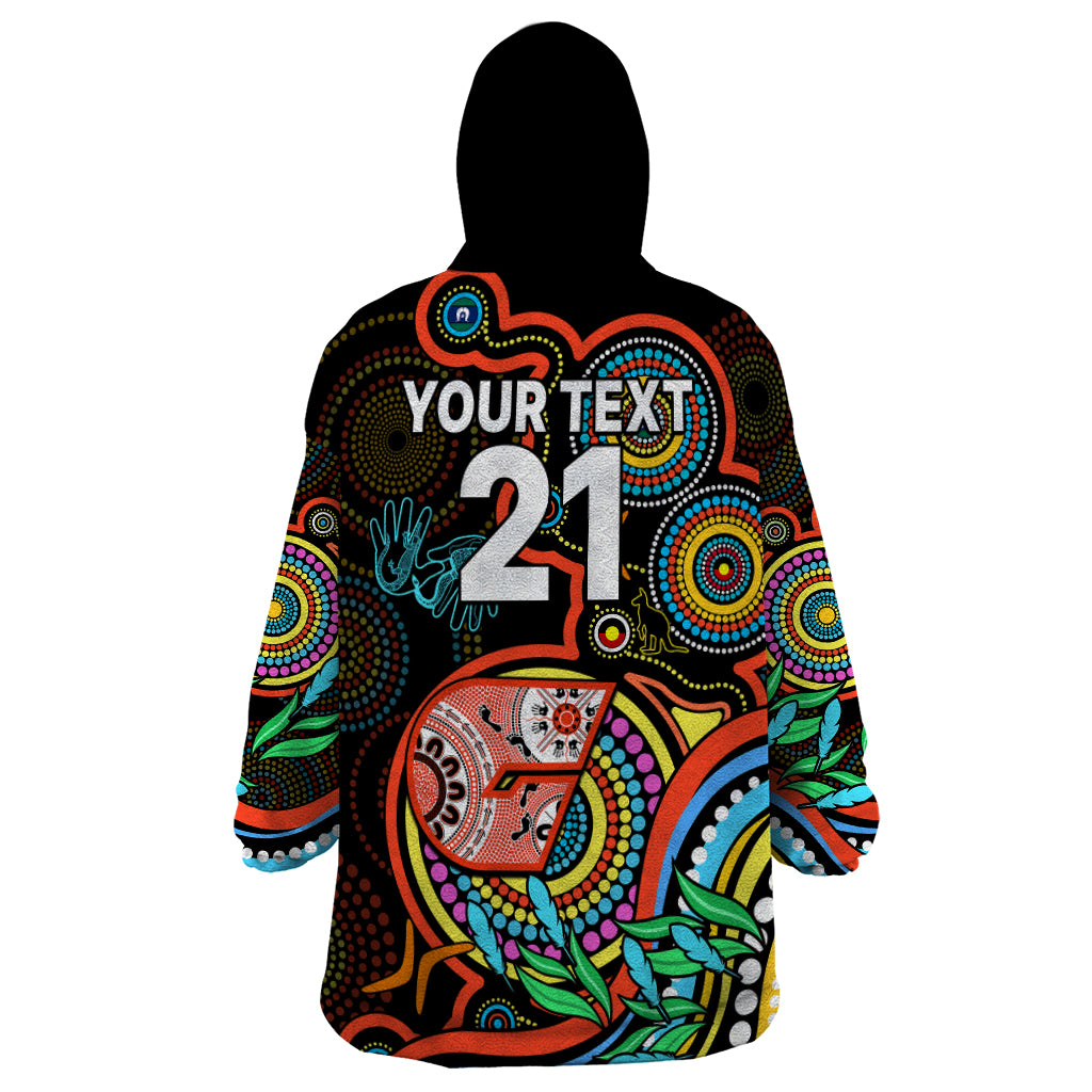 Custom Giants Football Aboriginal Art Wearable Blanket Hoodie NAIDOC Indigenous Tribal - Vibe Hoodie Shop