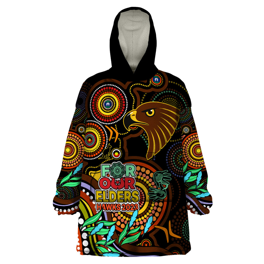 Hawks Football Aboriginal Art Wearable Blanket Hoodie NAIDOC Indigenous Tribal - Vibe Hoodie Shop