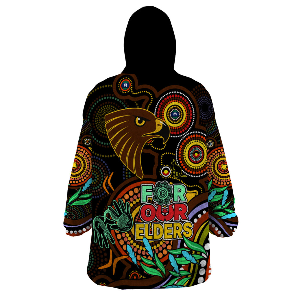 Hawks Football Aboriginal Art Wearable Blanket Hoodie NAIDOC Indigenous Tribal - Vibe Hoodie Shop