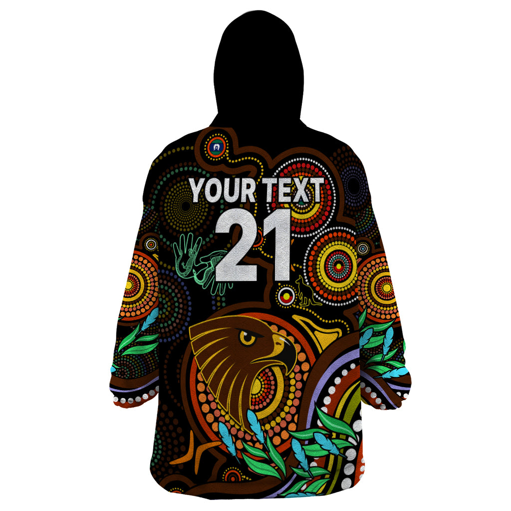 Custom Hawks Football Aboriginal Art Wearable Blanket Hoodie NAIDOC Indigenous Tribal - Vibe Hoodie Shop