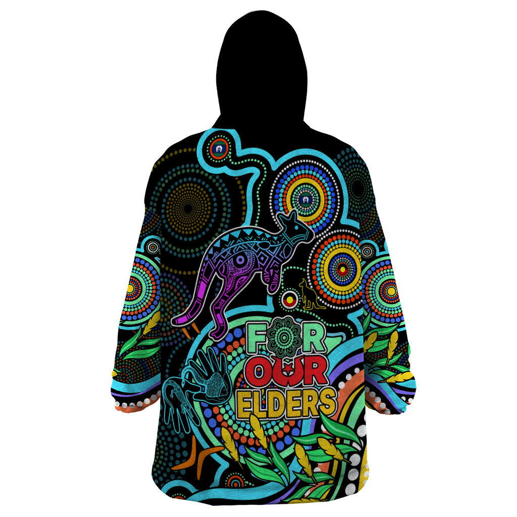 Kangaroos Football Aboriginal Art Wearable Blanket Hoodie NAIDOC Indigenous Tribal - Vibe Hoodie Shop