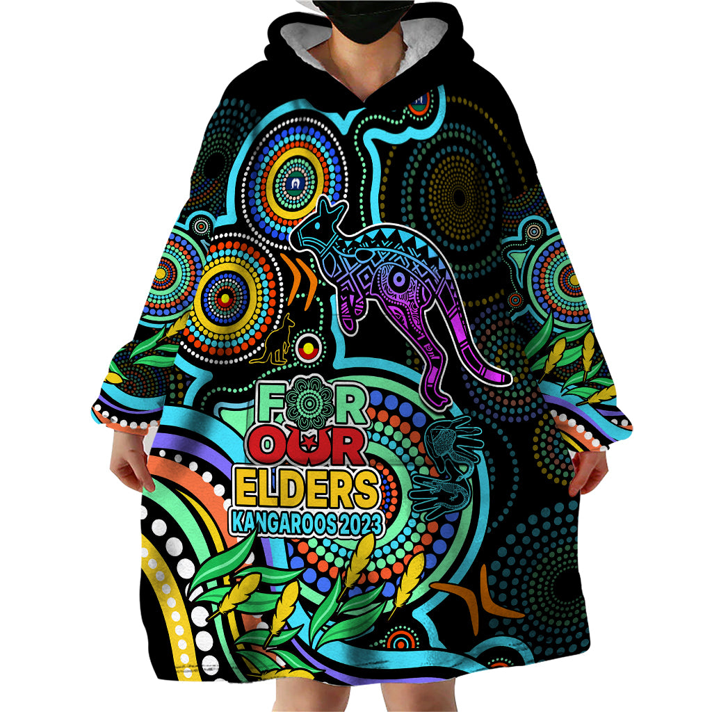 Kangaroos Football Aboriginal Art Wearable Blanket Hoodie NAIDOC Indigenous Tribal - Vibe Hoodie Shop