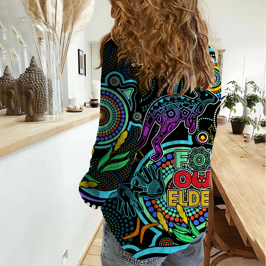 Kangaroos Football Aboriginal Art Women Casual Shirt NAIDOC Indigenous Tribal - Vibe Hoodie Shop